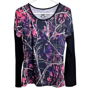 Muddy Girl NWT Camouflage Long Sleeve Shirt Camo Pink Black Women's Medium Hunt
